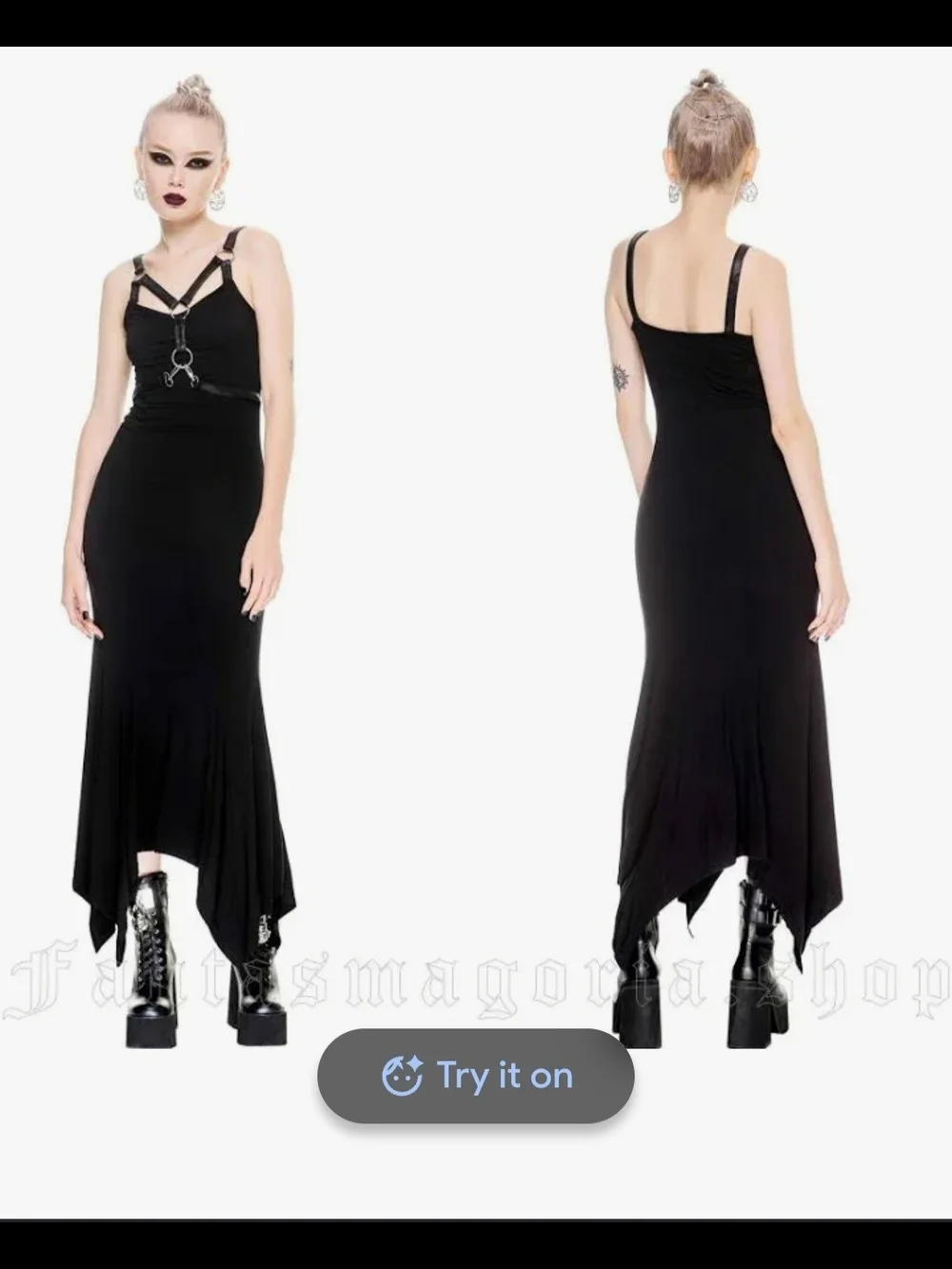 Killstar Black Maxi Dress with O-Ring Harness Detail - Picture 15 of 16